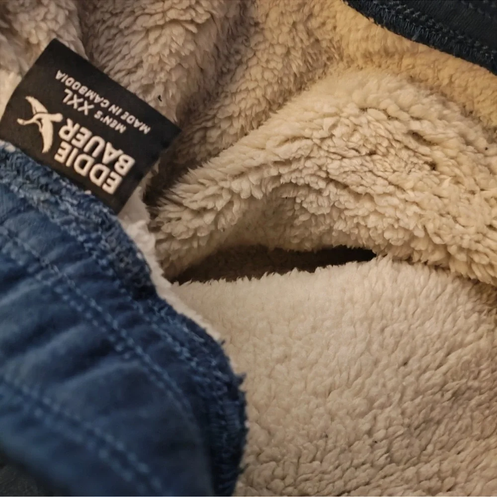 Eddie Bauer Blue Faux Shearling Lined Jogger Sweatpants XXL NWT